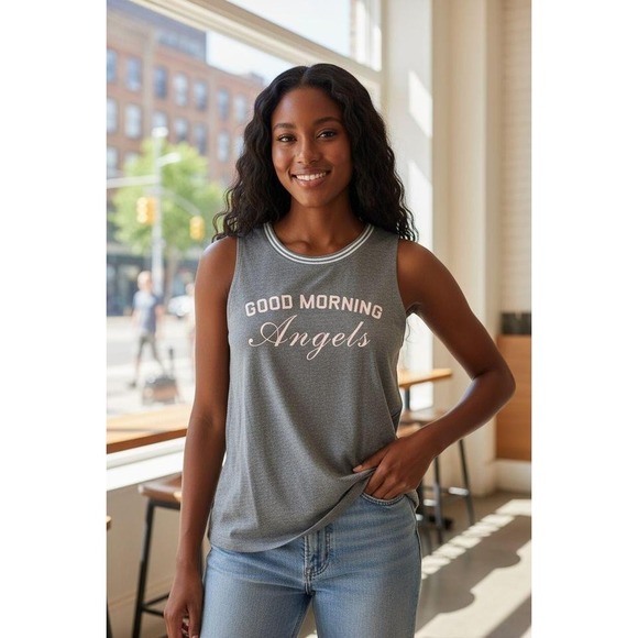 Victoria's Secret Other - Victorias Secret Good Morning Angels Pajama Tank Top Gray Pink L Large